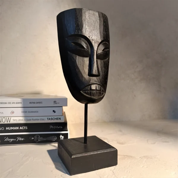 Black Wood Ethnic Mask Statue