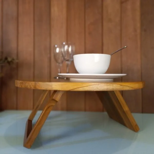 Teak Wood Folding Laptop Table - Image 2